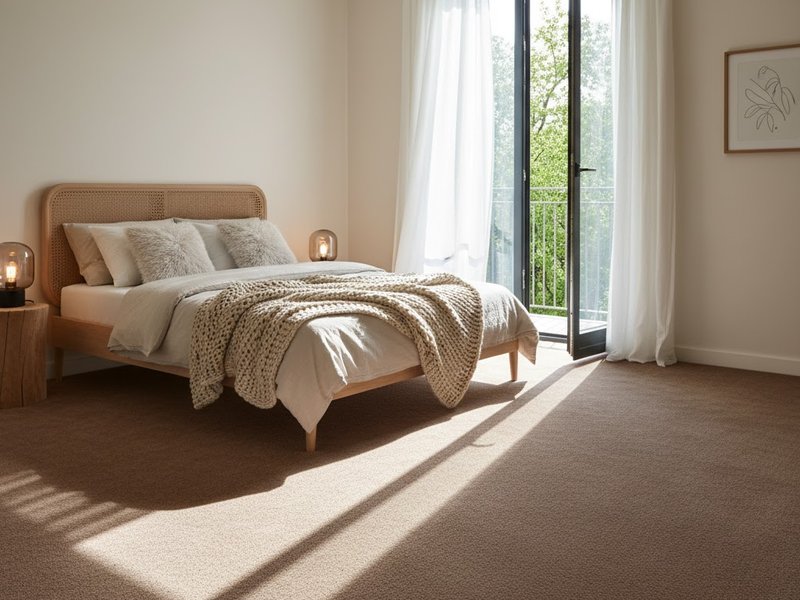 Woman rolling up carpet