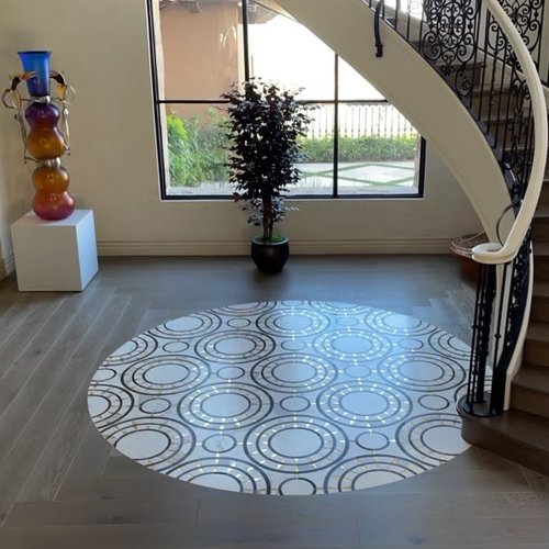 Circle Tile Inlay - Fratantoni Interior Design constructed by Casa de Vis at Topaz Flooring in Phoenix, AZ